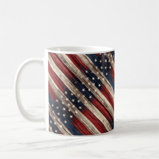 Mug Drapeau en bois étoilé et rayé patiné (Gauche)