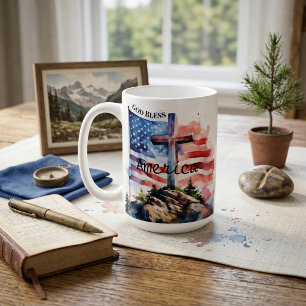 Mug Drapeau et croix "Dieu bénisse l'Amérique"
