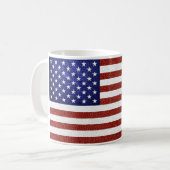 Mug Drapeau Faux Rouge Blanc Bleu Cuir USA (Devant gauche)