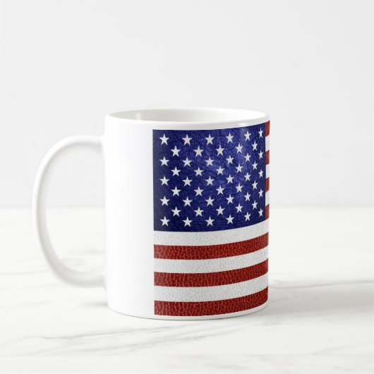 Mug Drapeau Faux Rouge Blanc Bleu Cuir USA (Gauche)