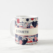 Mug Drapeau floral du jour de l'indépendance patriotiq (Devant gauche)