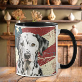 Mug Drapeau Grunge USA Chien dalmate