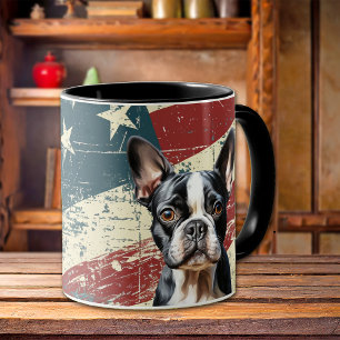 Mug Drapeau Grunge USA Chien de taureau français