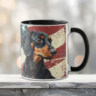 Mug Drapeau Grunge USA Dachshund Chien