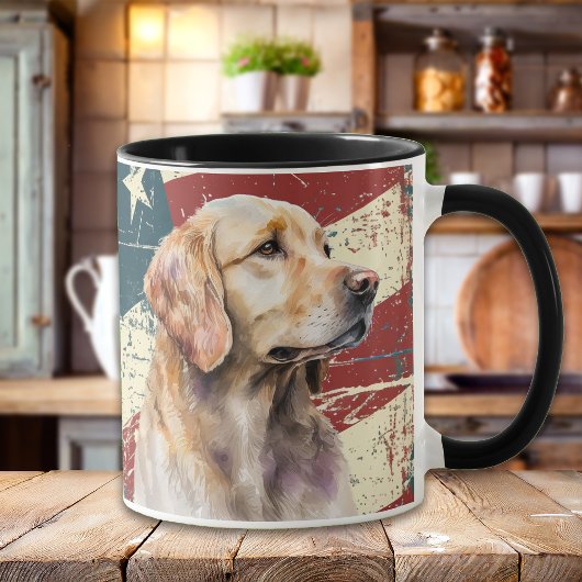 Mug Drapeau Grunge USA Golden Retriever Chien