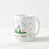 Mug Drapeau hongrois de silhouette de fille (Devant droit)