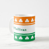 Mug Drapeau Irlandais Trèfle Nom de Famille Personnali (Devant gauche)