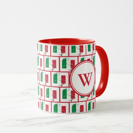 Mug DRAPEAU ITALIEN | Monogramme rouge (Devant droit)
