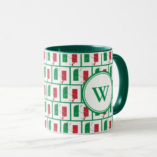 Mug DRAPEAU ITALIEN | Monogramme vert (Devant droit)