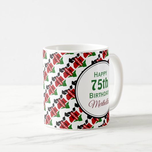 Mug DRAPEAU KENYA Écriture Customisée élégante Anniver (Devant droit)