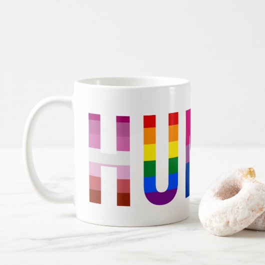 Mug Drapeau LGBT HUMAN Mois Gay pride Transgenre (Avec donut)