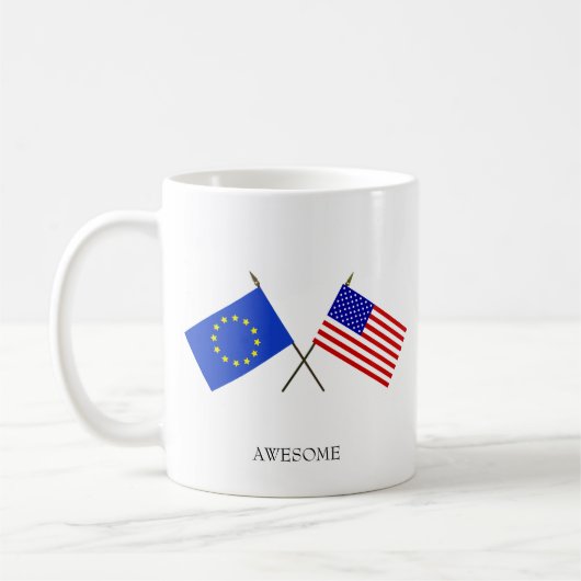 Mug Drapeau modifiable de l'Europe & Drapeau des Etats (Gauche)