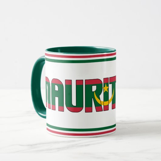Mug Drapeau national Iles Maurice Café patriotique (Devant gauche)