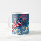 Mug Drapeau patriotique américain avec feux d'artifice (Devant gauche)