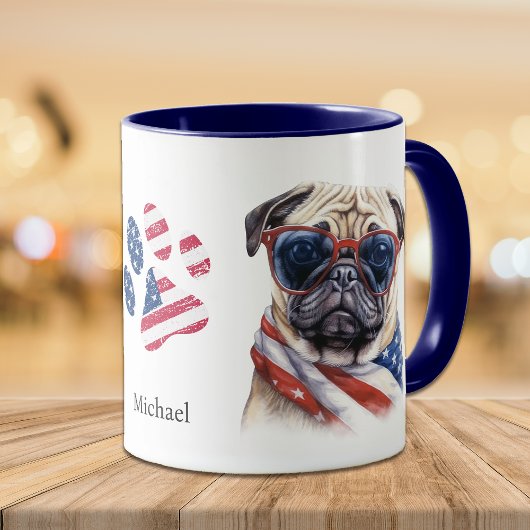 Mug Drapeau patriotique américain Carlin chien