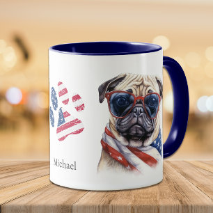 Mug Drapeau patriotique américain Carlin chien