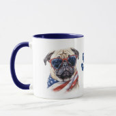 Mug Drapeau patriotique américain Carlin chien (Gauche)