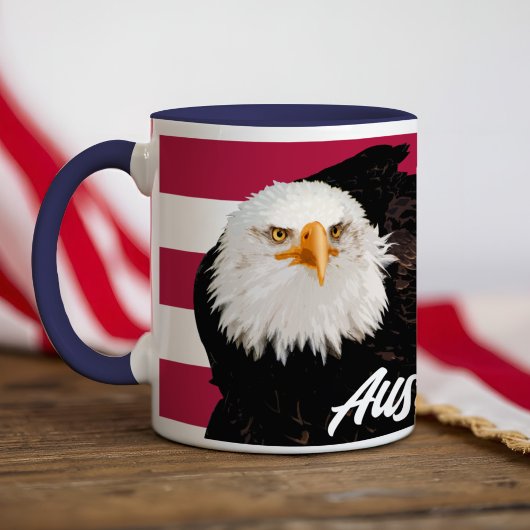 Mug Drapeau Patriotique Bald Aigle Gras Rouge Blanc Am