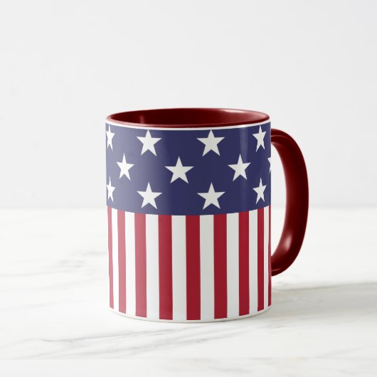 Mug Drapeau Patriotique Rouge Blanc Bleu Étoiles Et Fr (Devant droit)