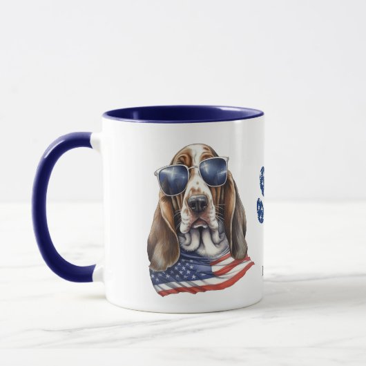 Mug Drapeau Patriotique USA Drapeau Hound Chien (Gauche)