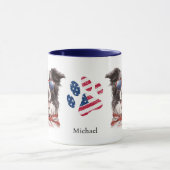 Mug Drapeau Patriotique USA Frontière Collie Chien (Centre)