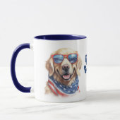 Mug Drapeau Patriotique USA Golden Retriever Chien (Gauche)