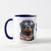Mug Drapeau Patriotique USA Rottweiler Chien (Gauche)