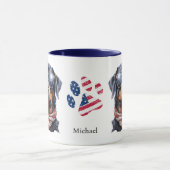 Mug Drapeau Patriotique USA Rottweiler Chien (Centre)