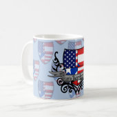 Mug Drapeau Rican-Américain de bouclier de Puerto (Devant gauche)