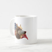 Mug Drapeau rouge sibérien Husky (Devant gauche)