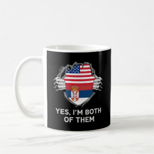 Mug Drapeau S semi-américain demi-serbe Usa Serbie