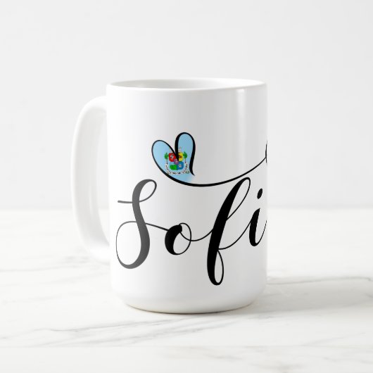 Mug Drapeau Sofia, Je Coeur Sofia, Bulgarie (Devant gauche)