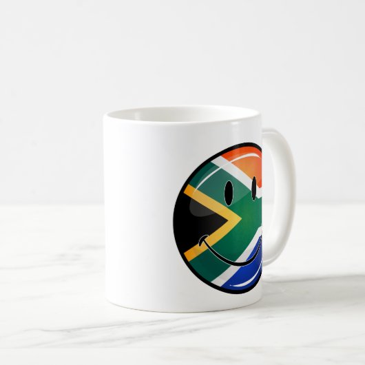 Mug Drapeau sud-africain heureux rond brillant (Devant droit)