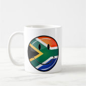 Mug Drapeau sud-africain heureux rond brillant (Gauche)