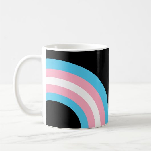 Mug Drapeau Transgenre Rainbow Pride personnalisé noir (Gauche)
