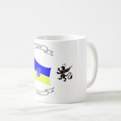 Mug Drapeau ukrainien avec blason et lions (Devant droit)