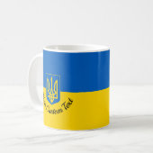 Mug Drapeau ukrainien avec blason et texte personnalis (Devant gauche)