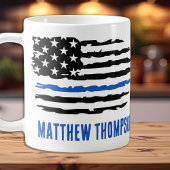 Mug Drapeau US de la ligne Bleu mince