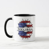 Mug Drapeau US Tournesol Avec Nom (Gauche)