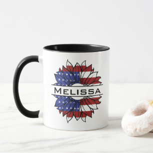 Mug Drapeau US Tournesol Avec Nom