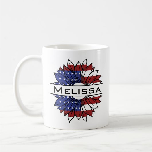 Mug Drapeau US Tournesol Avec Nom (Gauche)