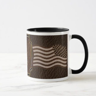 Mug Drapeau USA aspect cuir foncé