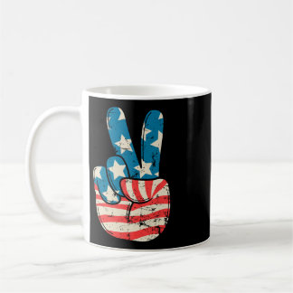 Mug Drapeau Usa Signe De Paix Main 4 Juillet Patriote