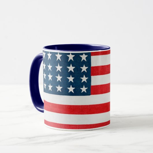 Mug Drapeau vintage patriotique américain, le 4 juille (Devant gauche)