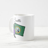 Mug Drapeau Washington et Fleur Rhododendron Pacifique (Devant gauche)