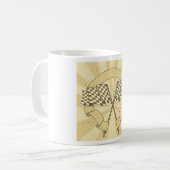 Mug Drapeaux à damier de course automobile Ligne d'arr (Devant gauche)
