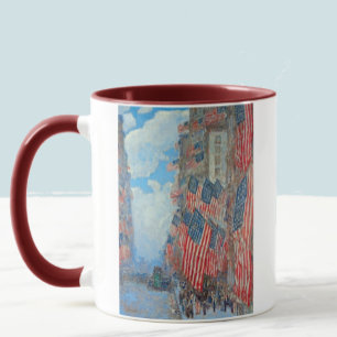 Mug Drapeaux américains vintage sur une rue de la vill