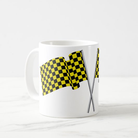 Mug Drapeaux De Course Jaune Et Noir (Devant gauche)