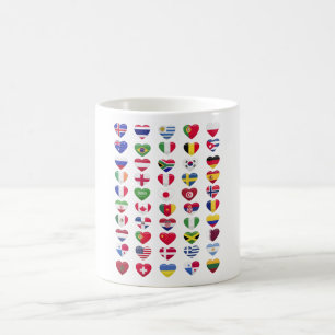 Mug Drapeaux de la forme cardiaque des pays
