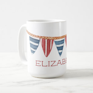 Mug Drapeaux de plage nautiques personnalisés sur la c